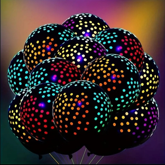 20pcs Neon Glow Balloons - Party Decorations Balloons, Dots Design - Picture 3 of 5